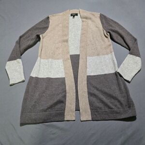Charter Club Cardigan Women S Multi Colorblock 100% Cashmere Open Front Luxury